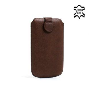 System S Brown Leather Sleeve Case XL for Apple iPhone 5 Cell Phones & Accessories