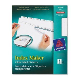 Index Maker Clear Label Dividers, 5 Tab, Letter, White  Binder Index Dividers 