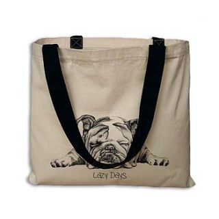 english bulldog tote bag by nicole stollery design