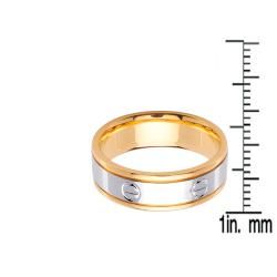 14k Two tone Gold Men's Screw Design Wedding Band Men's Rings