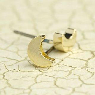 shiny gold moon earrings by lisa angel