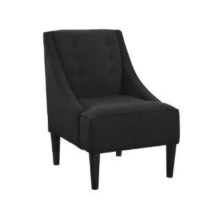Shop Skyline Furniture Swoop Arm Chair with Buttons in Linen Black at the  Furniture Store
