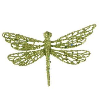 Pack of 12 Kiwi Green Glittered Dragonfly Clip On Christmas Ornaments 6"   Christmas Pendant Ornaments