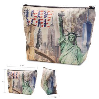 New York City NY Times Square, Empire State, Chrysler Building, Brooklyn Bridge, NYC Souvenir High Quality Print Mini Purse, Pencil Case, Makeup Cosmetic Bag   Large  Cosmetic Tote Bags  Beauty