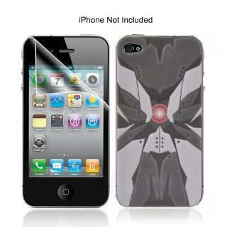 Robotics Style Black 3D Soft Foam Pad with Protection for Apple iPhone 4S 4, Full Body Protection with Home Button Stickers Cell Phones & Accessories