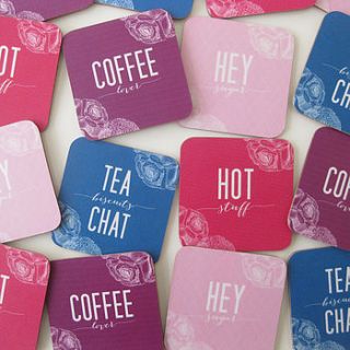 set of four stylish coasters by love faith and hope