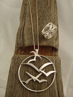 handmade silver sea bird pendant by charlotte cornelius jewellery design