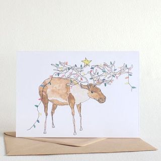 reindeer with lights christmas card by mellor ware