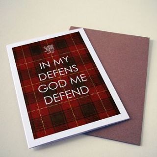 'in my defens god me defend' card by eat haggis