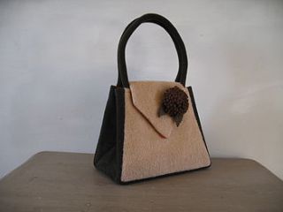 grace handbag in camel wool mohair by hope and benson
