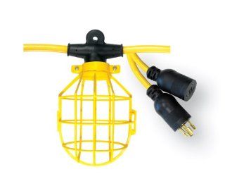 Voltec 08 00192 12/3 SJTW 10 Light Plastic Cage Light String with Locking Connector, 100 Foot, Yellow   Extension Cords  