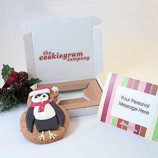 christmas penguin cookie gram by message muffins