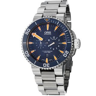 Oris Men's 749 7663 7185 MB 'Aquis' Blue Dial Chronograph Automatic Titanium Watch Oris Men's Oris Watches