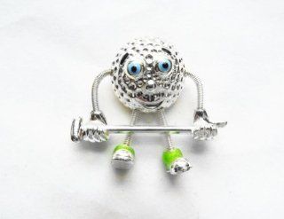 Danecraft Silver   Plated Smiling Golf Ball and Tee Pin Brooch Jewelry
