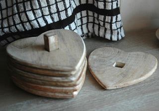set of six wooden heart coasters by alphabet interiors