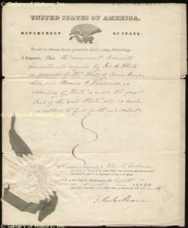 VICE PRESIDENT JOHN C. CALHOUN   DOCUMENT SIGNED 08/08/1844 CO SIGNED BY JOHN H. STEELE, ALLEN T. TREADWAY Entertainment Collectibles