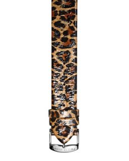 20mm Leopard Print Patent Leather Watch Strap