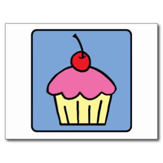 Cartoon Clip Art Cupcake Frosting Cherry Dessert Post Cards