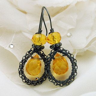 limoni   oxidised silver & citrine earrings by indivijewels