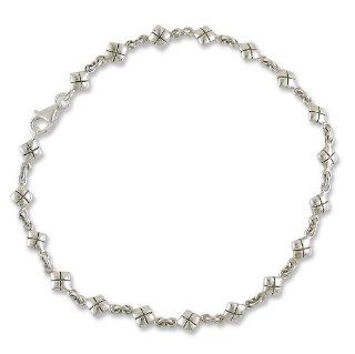 Sterling silver anklet, 'In Diamonds'   India Sterling Silver Ankle Jewelry Jewelry