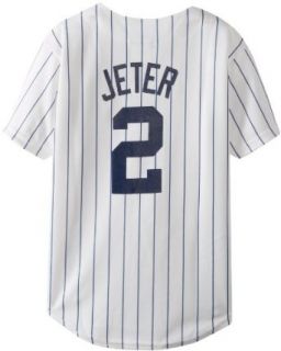 MLB New York Yankees Derek Jeter Home Replica Youth Jersey, White/Navy Pinstrps  Sports Fan Jerseys  Sports & Outdoors