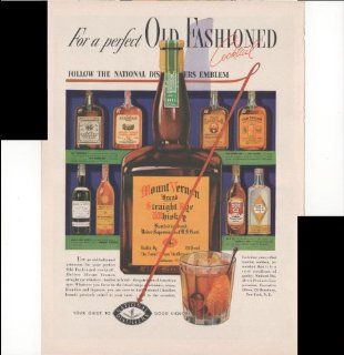 Mount Vernon Straight Rye Whiskey Old Fashioneds 1937 Antique Advertisement  Prints  