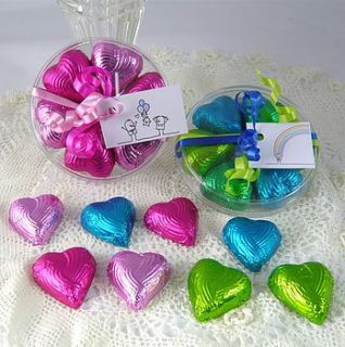 foiled chocolate hearts favours by chocolate by cocoapod chocolate