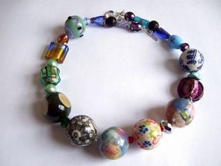 multi coloured chunky resin & glass necklace by jre collection