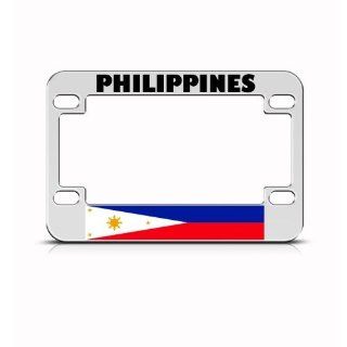 Philippines Flag Metal Motorcycle Bike License Plate Frame Tag Holder Automotive