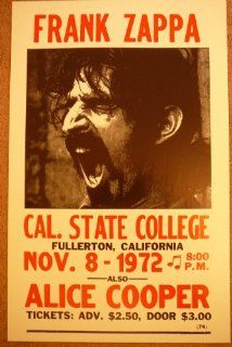 Frank Zappa and Alice Cooper Playing At Cal. State College Poster   Prints