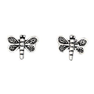 Sterling Silver Dragonfly Stud Earrings Spiritual Religious Women's Men's Jewelry Jewelry