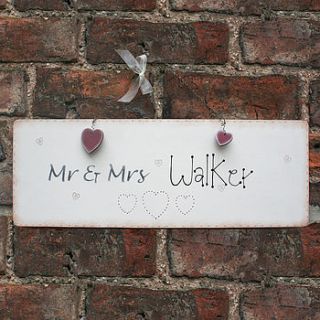 handmade wooden 'mr & mrs…' sign by weddings by primitive angel