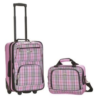 Rockland 19 Rolling Carry On With Tote   Pink Cross