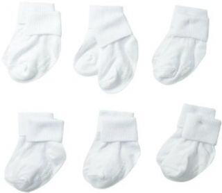 Osh Kosh Baby Girls Newborn 6 Pack Fold Over Socks, White, 3 12 Months Clothing