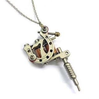 miniature tattoo machine necklace by hannah makes things