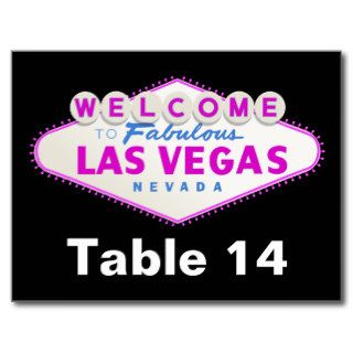 Las Vegas sign destination wedding table number Postcards