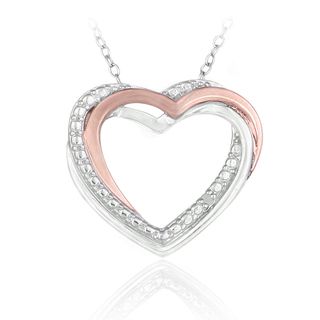 DB Designs Two tone Rose Gold over Silver Diamond Heart Necklace DB Designs Diamond Necklaces