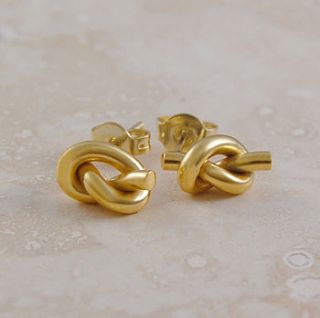 gold nautical knot stud earrings by otis jaxon silver and gold jewellery