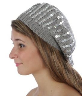 Fashion Chic Sequin knit beret Light Grey PCS1959