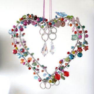 bright bead vintage heart decoration by pippins gifts and home accessories