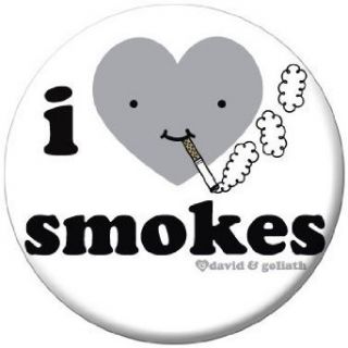 David and Goliath  I Heart Smokes~ Button/pin~ Approx 1.25" Novelty Buttons And Pins Clothing