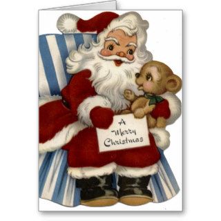 KRW Vintage Santa and Teddy Holiday Card