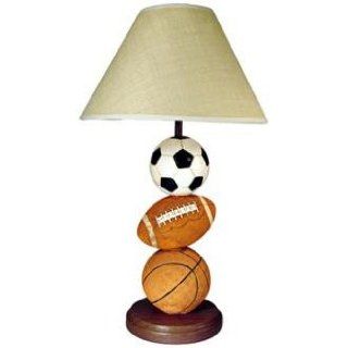 3 Ball Sports Themed 22.25" High Table Lamp With Shade    