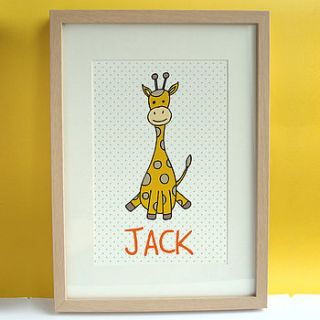 personalised baby giraffe print by sarah catherine designs