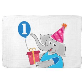 First Birthday Elephant with Balloon Kitchen Towels