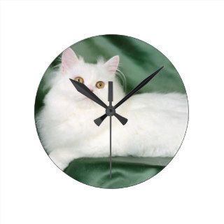 Cat Blanche White Persian Wall Clocks