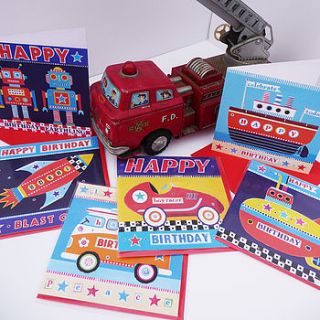 pack of six boys greetings cards by lovehart