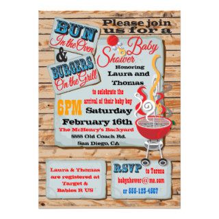 Rustic BBQ Couples Baby Shower Invitations