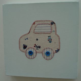 hand stitched car canvas by green goose designs