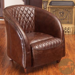 Christopher Knight Home Rahim Brown Tufted Leather Club Chair Christopher Knight Home Chairs